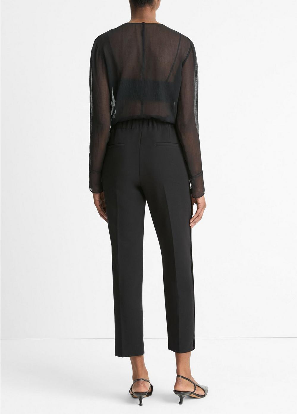 Womens Crepe Velvet-Trim Pants Product Image