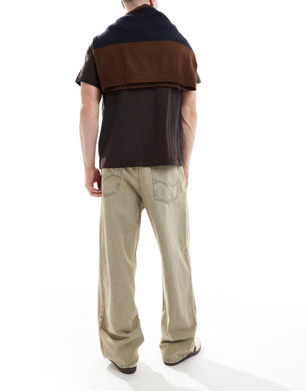 Jack & Jones Ron skater fit jeans in blue bleach wash Product Image