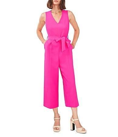 Vince Camuto Belted V Neck Jumpsuit Product Image
