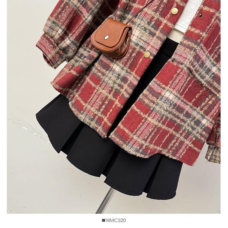 Oversized Plaid Wool Shacket Product Image