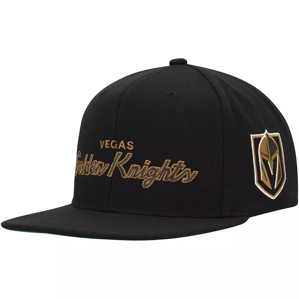 Men's Mitchell & Ness Black Vegas Golden Knights Core Team Script 2.0 Snapback Hat, Lvk Black Product Image