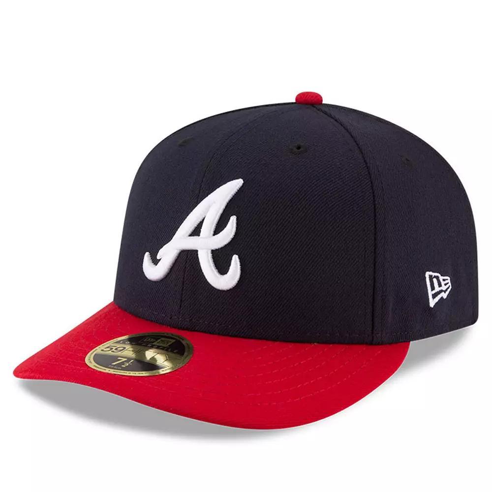 Mens New Era /Red Atlanta Braves Home Authentic Collection On-Field Low Profile 59FIFTY Fitted Hat Blue Product Image