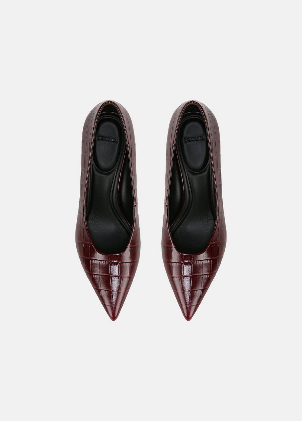 Womens Diane Croc-Embossed Leather Pump, Deep Cherry, Size 5 Vince Product Image
