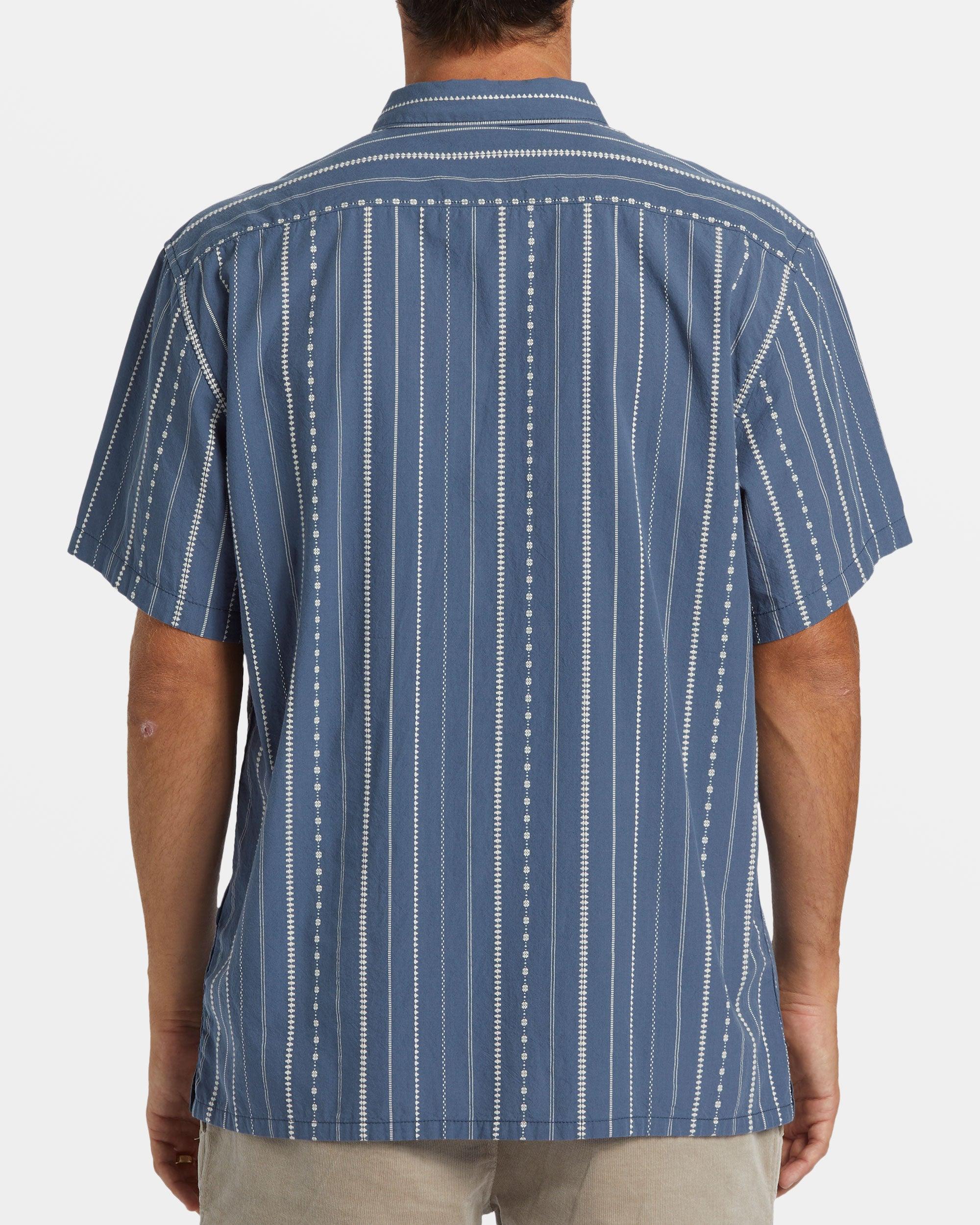 Sundays Jacquard Short Sleeve Shirt - Smoke Blue Male Product Image