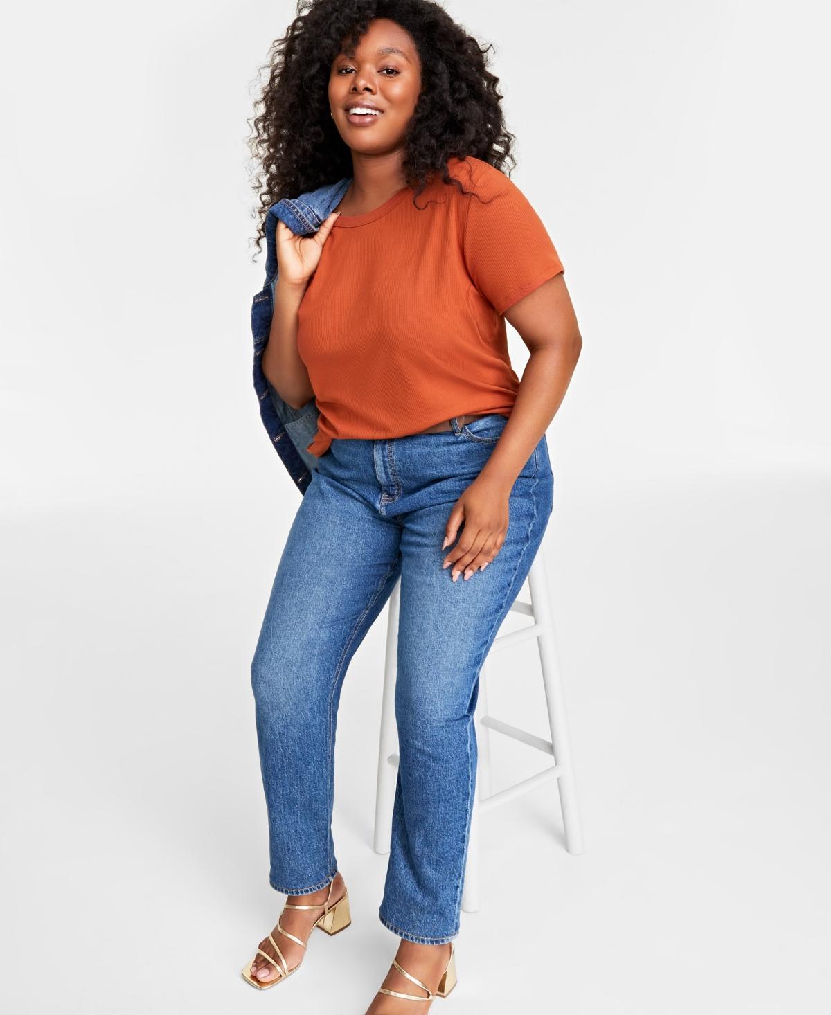 On 34th Womens Ribbed T-Shirt, Xxs-4X, Created for Macys - White Product Image