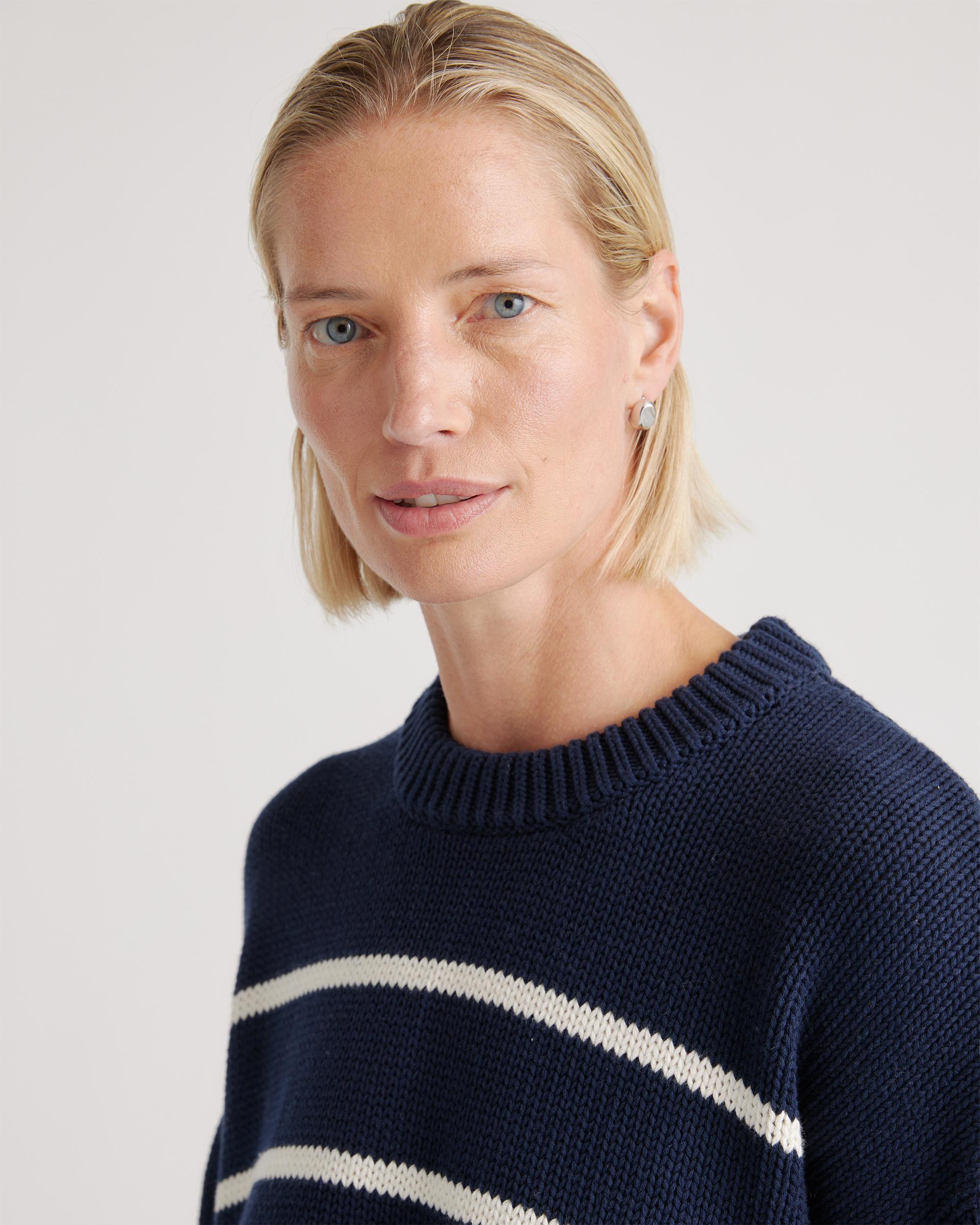 Quince | Women's Striped Crew Sweater Size XL, Organic Cotton Product Image
