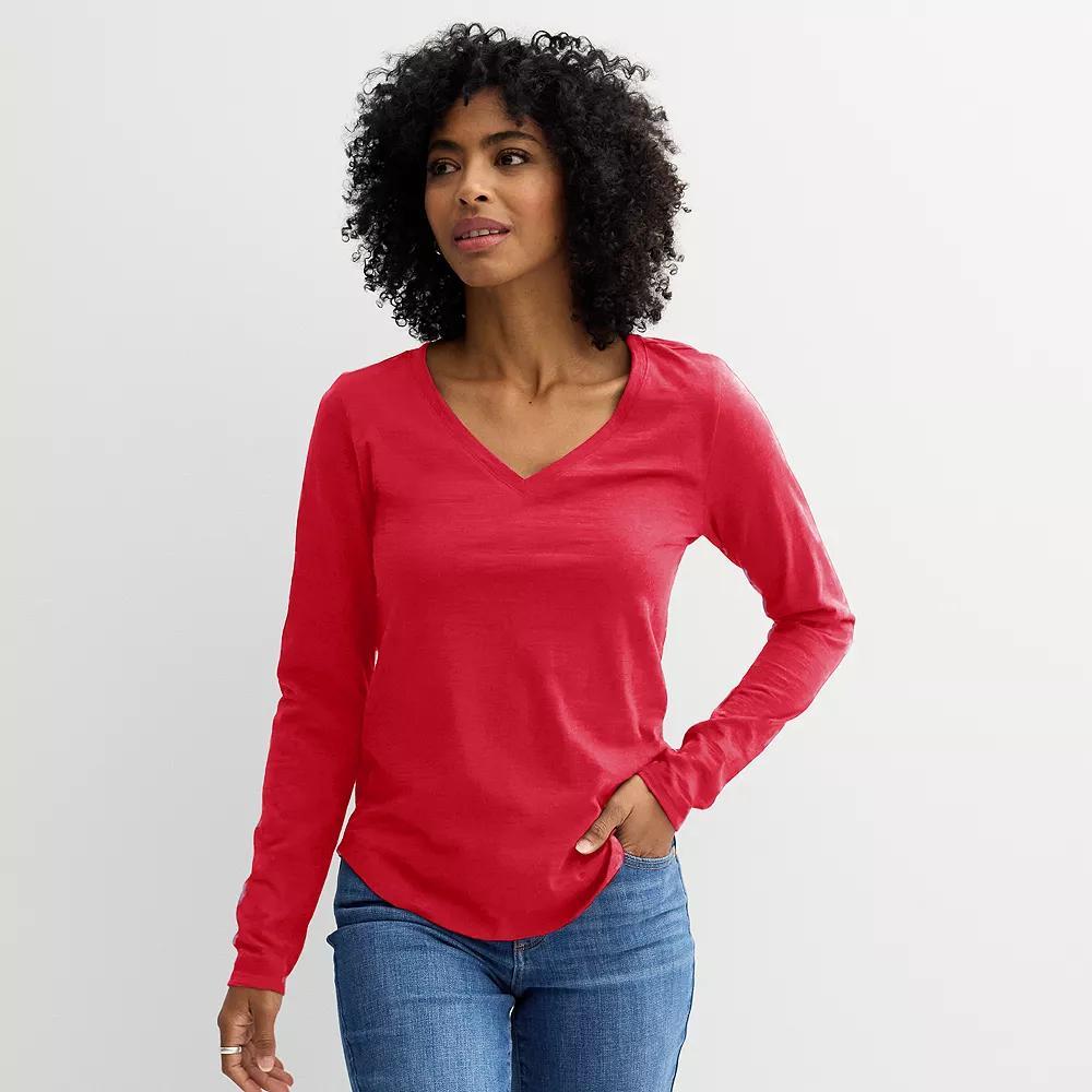 Women's Sonoma Goods For Life® Everyday Long Sleeve V-Neck Tee, Size: Medium, Ski Patrol Product Image