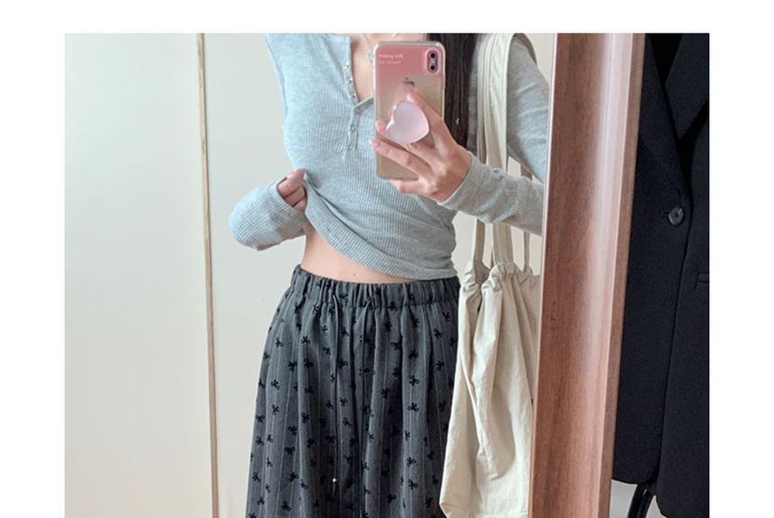 High Waist Bow Print Striped Loose-Fit Wide-Leg Pants Product Image