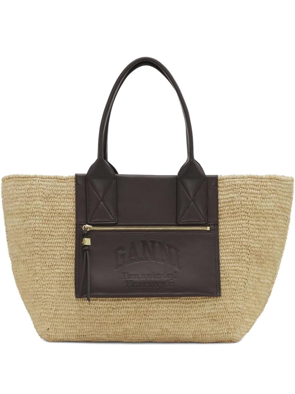 medium raffia tote bag  Product Image