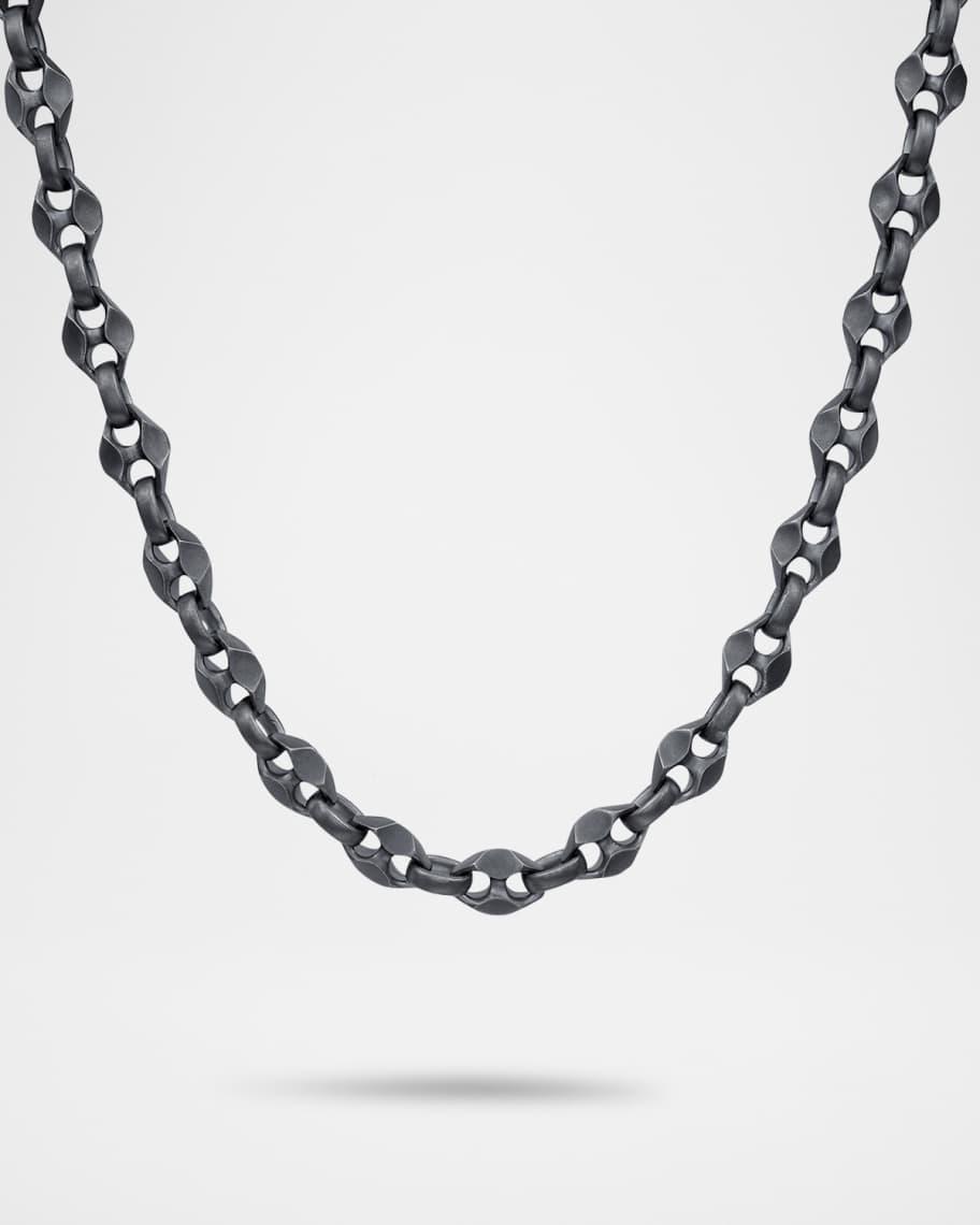Mens Ulysses Oxidized Sterling Silver Faceted Link Necklace, 20.5L Product Image
