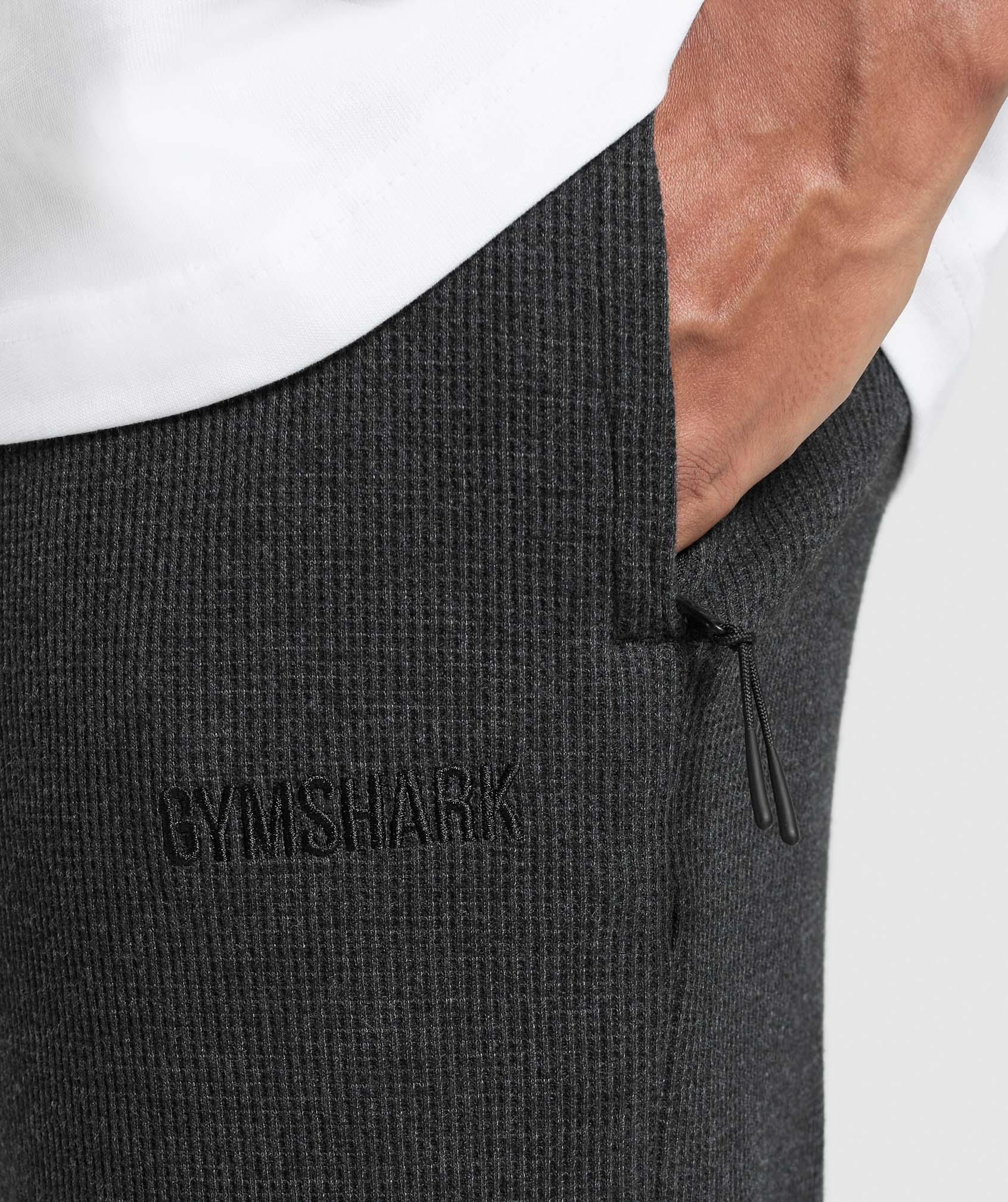 Gymshark Waffle Straight Leg Joggers - Black Male Product Image