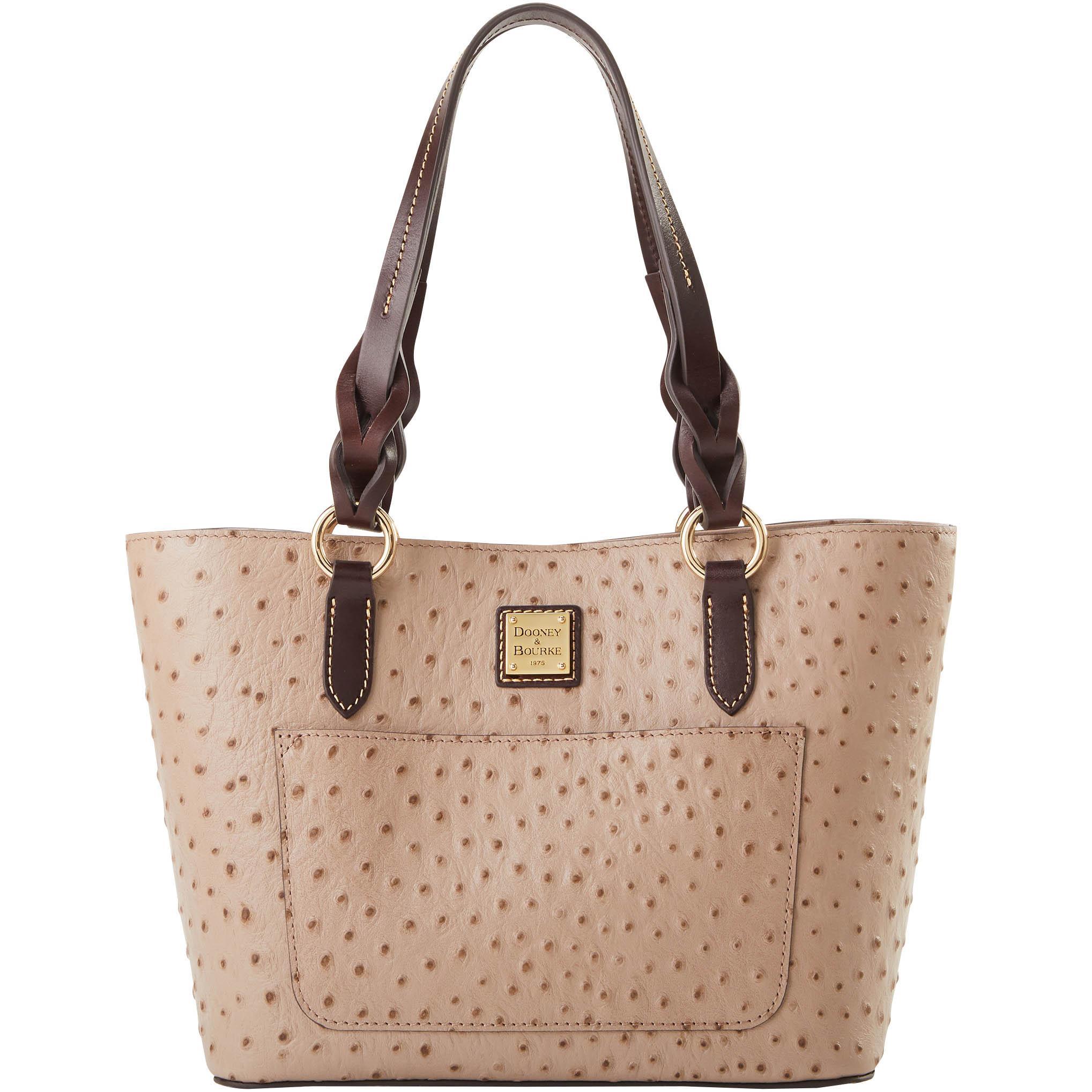 Dooney & Bourke Womens Ostrich Small Gretchen Leather Tote Shopping Bag in Bone Product Image