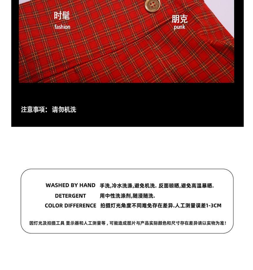 Mid Rise Plaid Pleated Mini A-Line Skirt Product Image