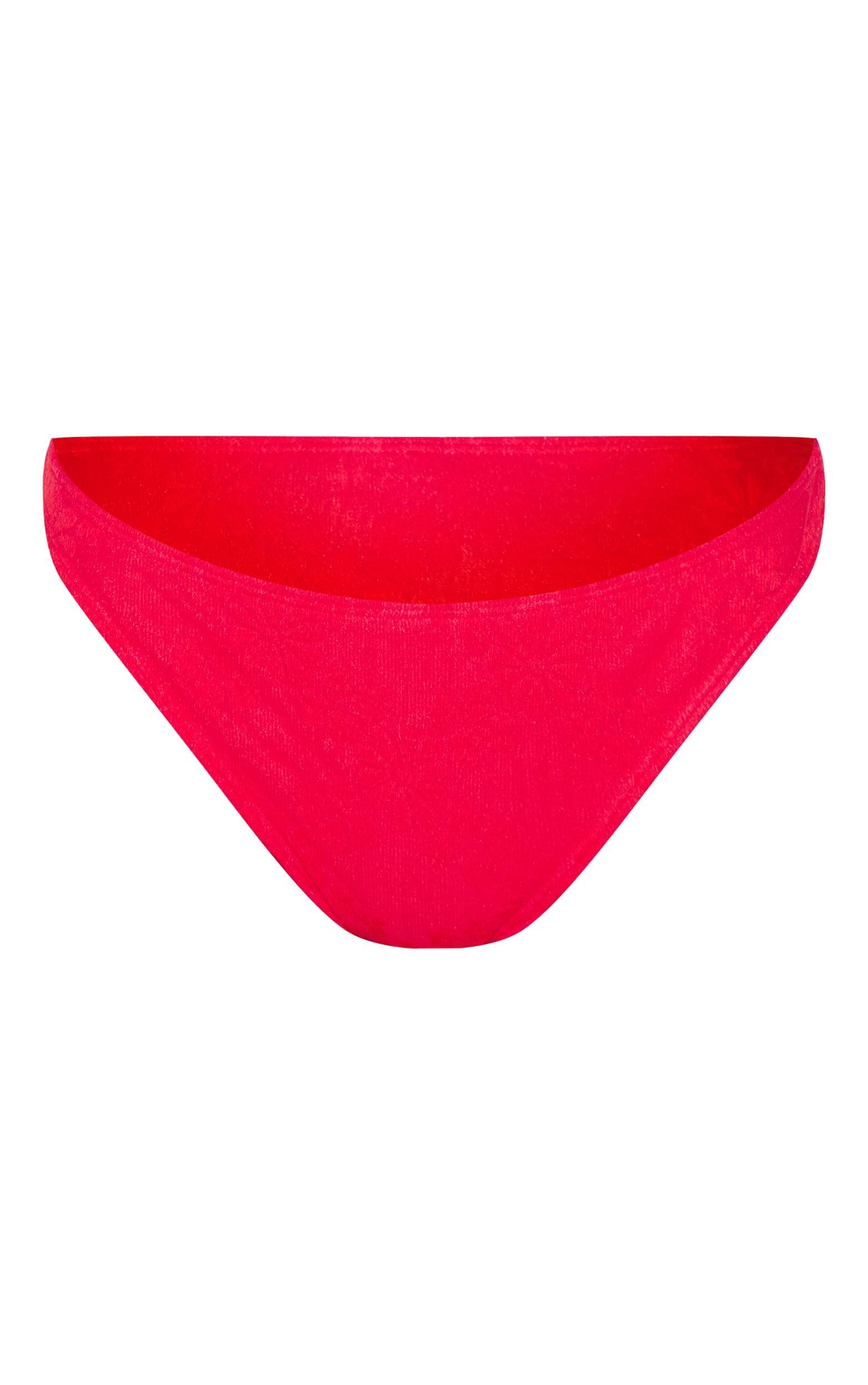 Red Textured Floral High Leg Bikini Bottoms Product Image