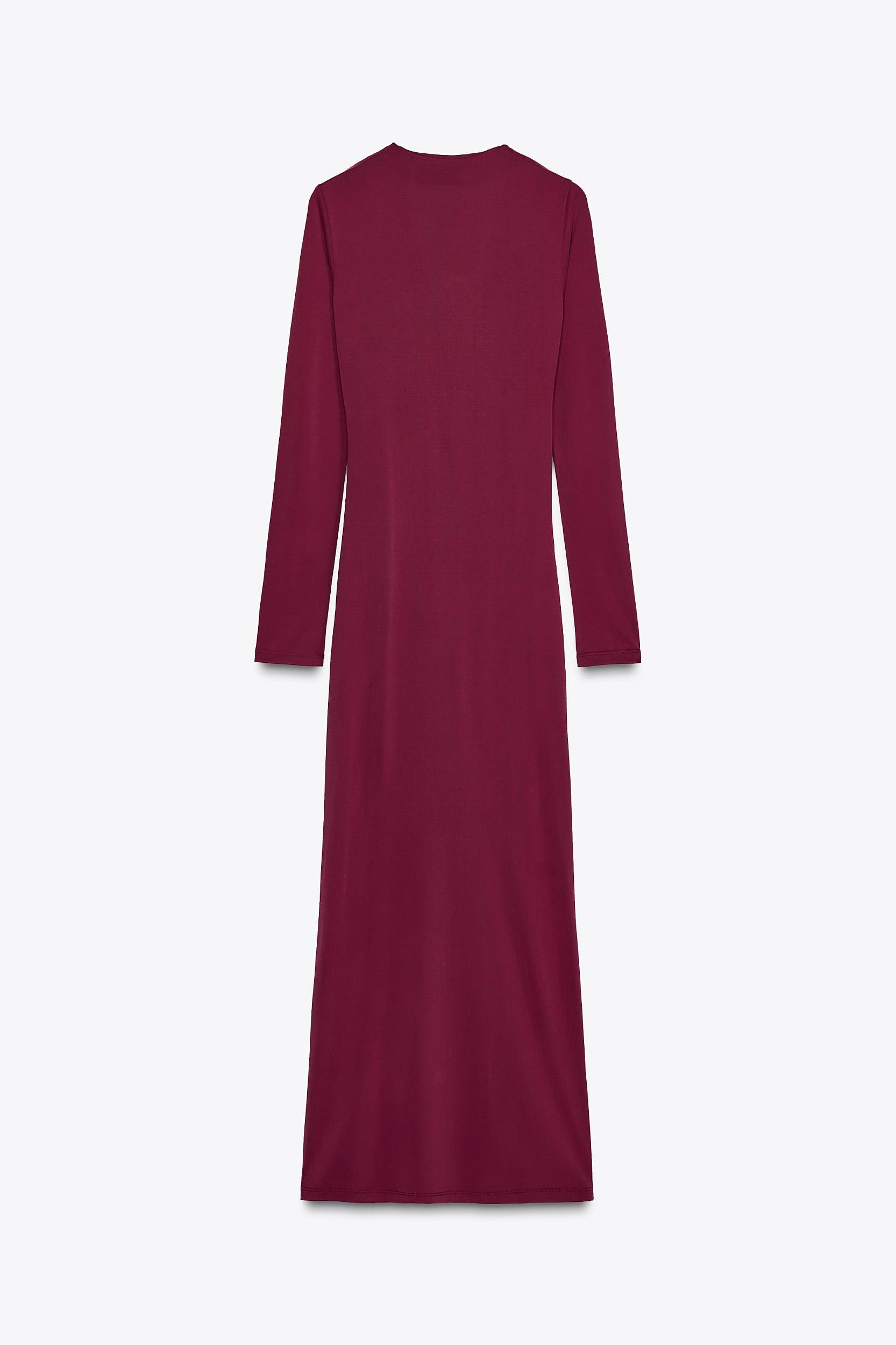 DRAPED NECKLINE MIDI DRESS Product Image