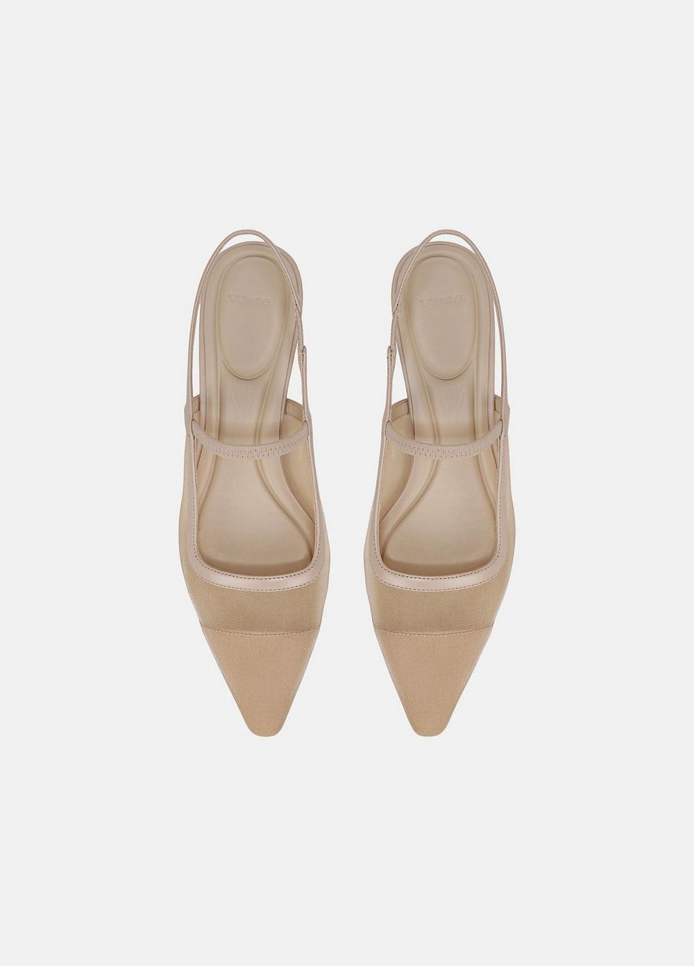 Womens Venice Leather And Mesh Slingback Kitten Heel, Birch Sand, Size 8.5 Vince Product Image