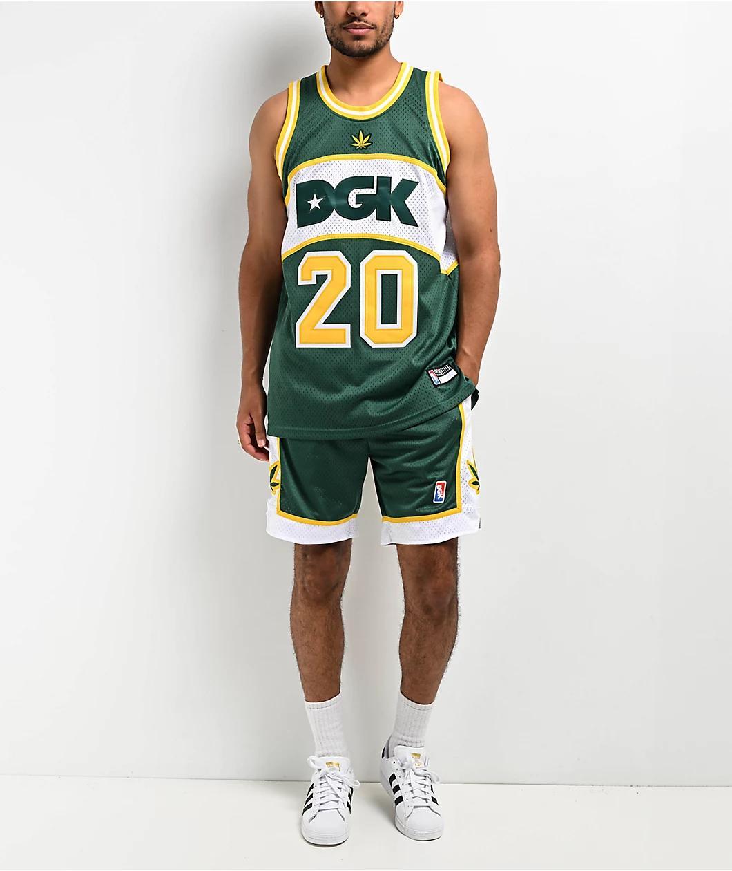 DGK Team Indica Green, Yellow & White Basketball Shorts Product Image
