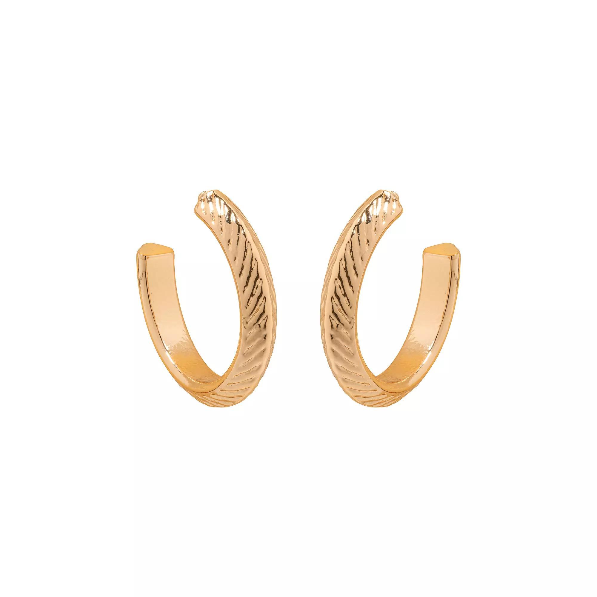 LC Lauren Conrad Gold Tone Etched Hoop Earrings, Women's, None Product Image