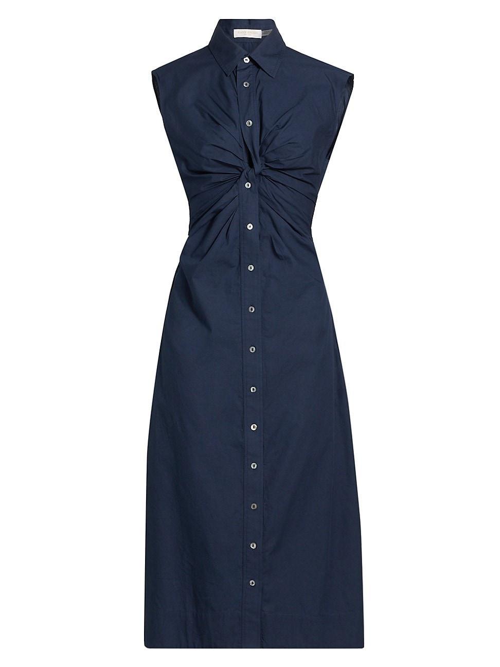 Womens Mihal Sleeveless Cotton Twist-Front Shirtdress Product Image
