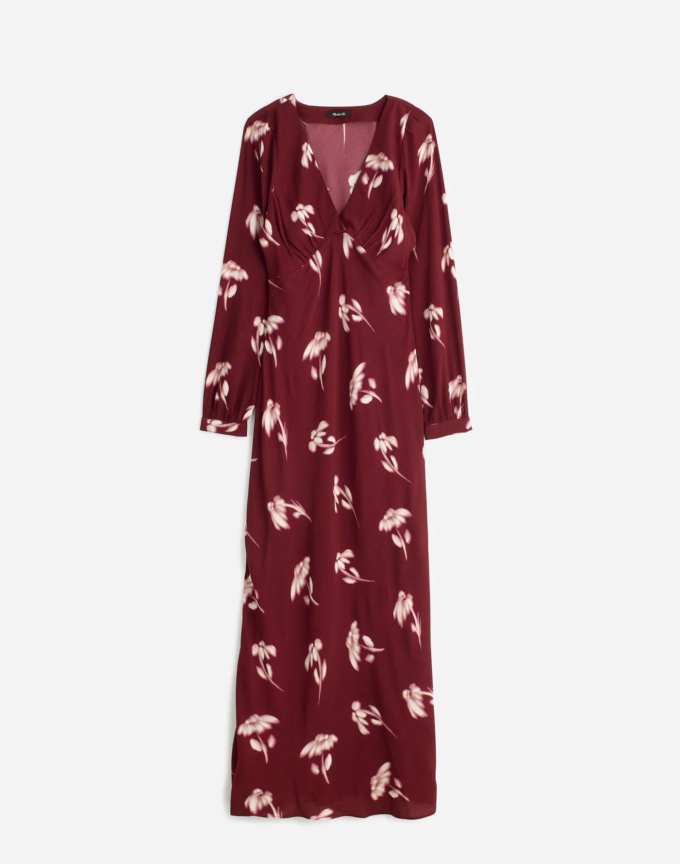 V-Neck Cuff-Sleeve Maxi Dress in Floral Product Image