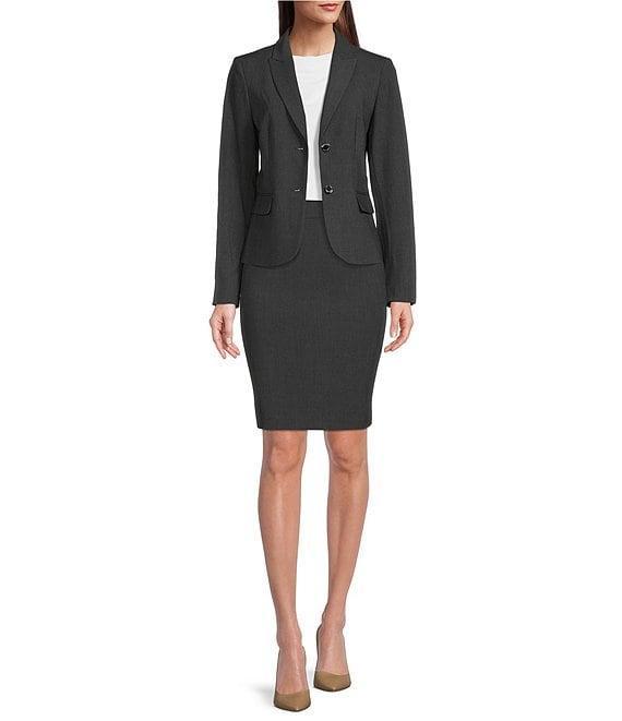 Calvin Klein Notch-Collar Long Sleeve Padded Shoulder Luxe Stretch Coordinating Jacket Product Image