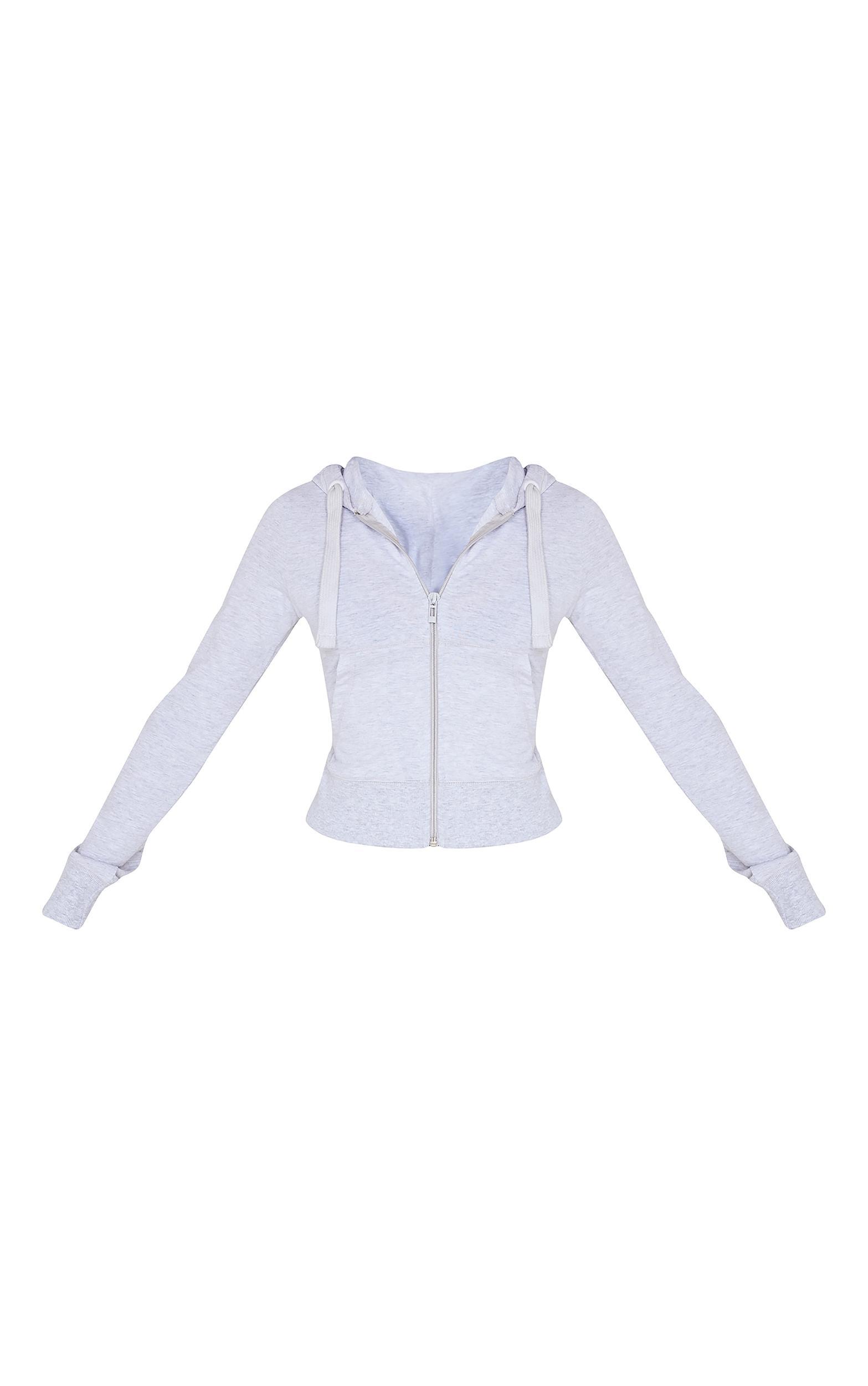 Petite Grey Marl Zip Up Fitted Track Top Product Image