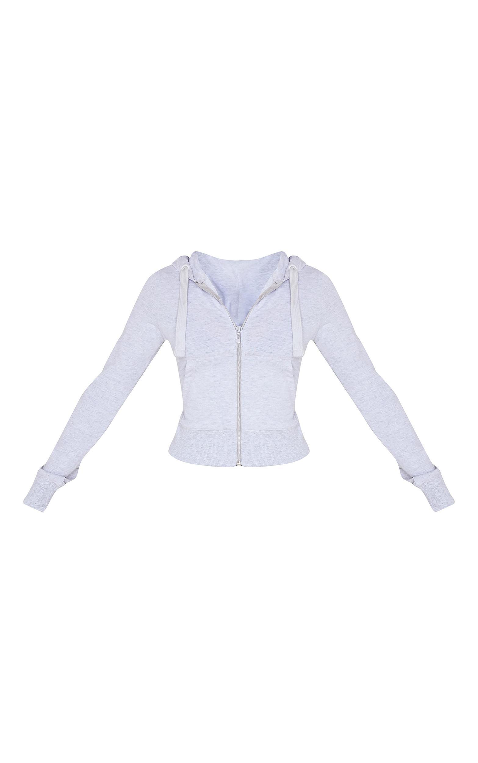 Petite Grey Marl Zip Up Fitted Track Top Product Image