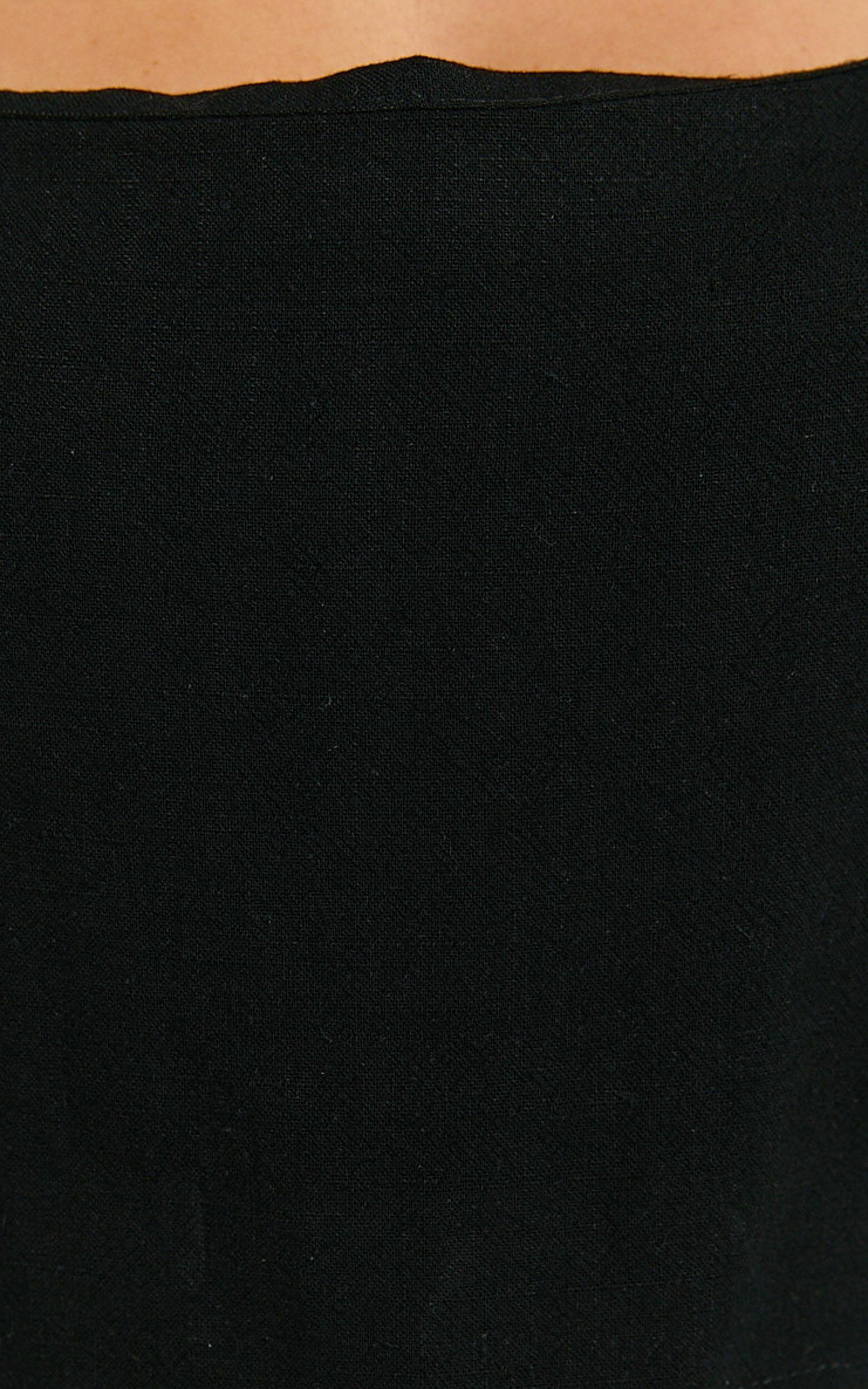 Jhovie Top - Linen Crop Top in Black Product Image