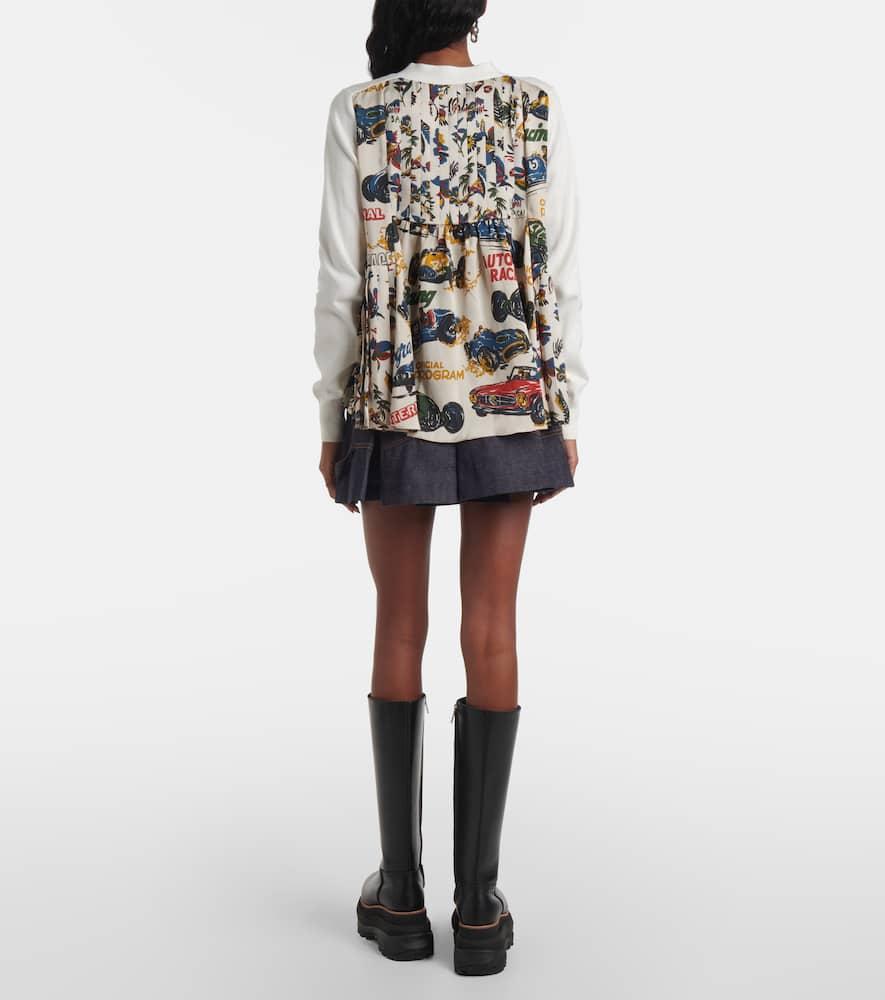 SACAI Printed Cotton Cardigan In Ivory Product Image