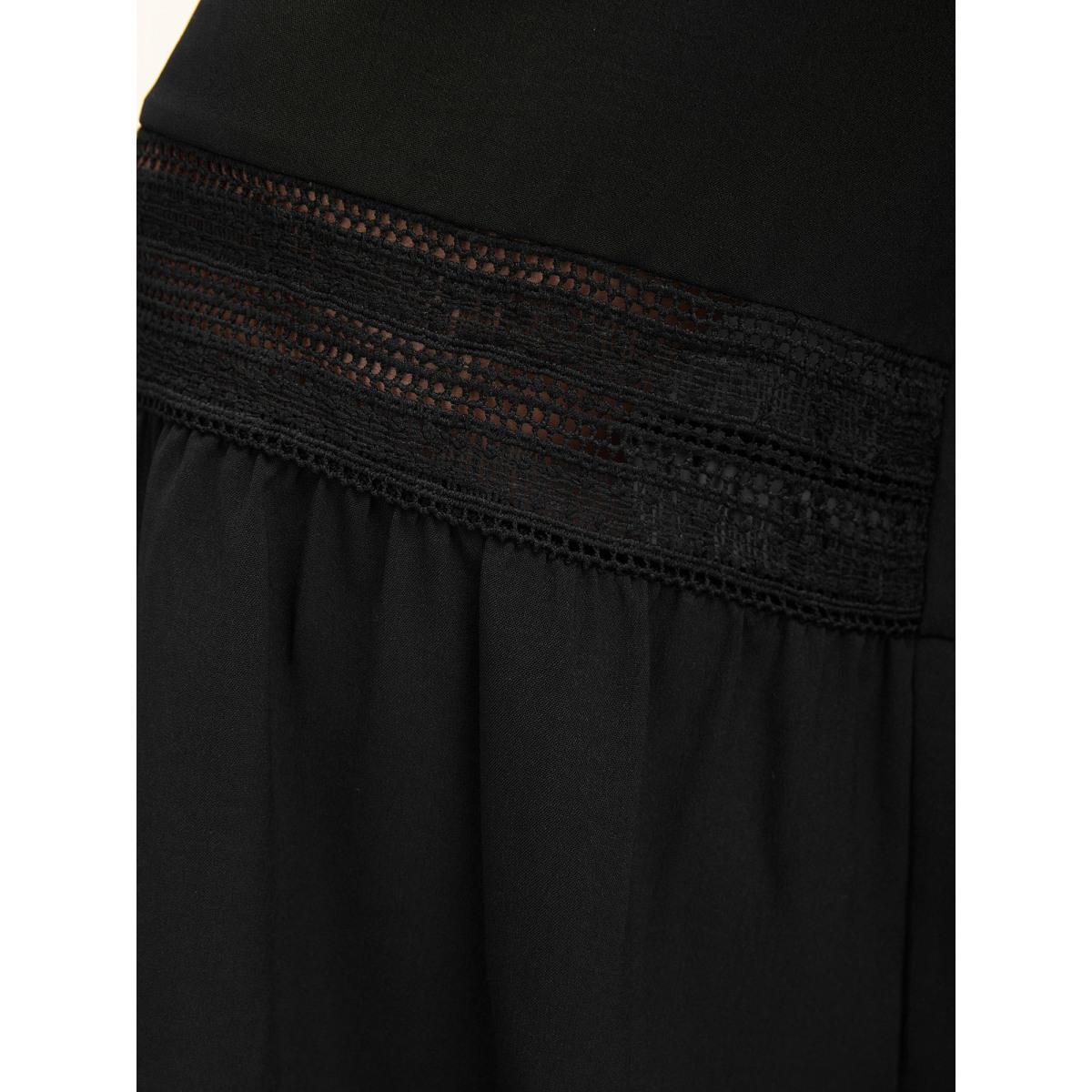 Plus Size Black Lace Trim Solid Wide Leg Jumpsuit Women Sleeveless Non Vacation Loose Jumpsuits BloomChic 18-20/2X Product Image