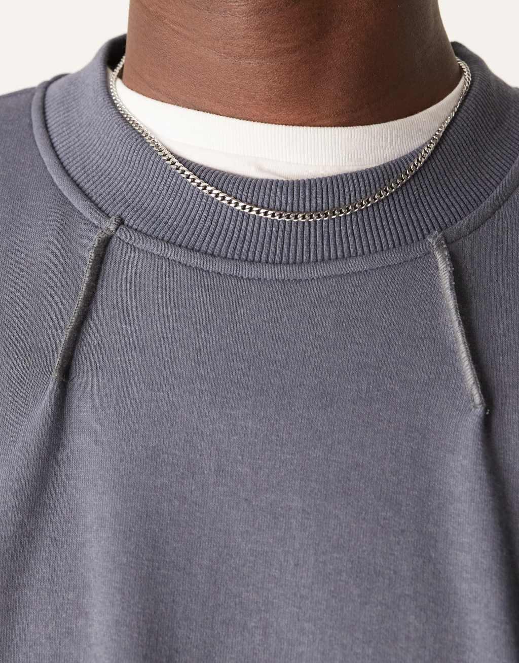 ASOS DESIGN oversized dropped shoulder boxy sweatshirt with contrast stitching in charcoal Product Image