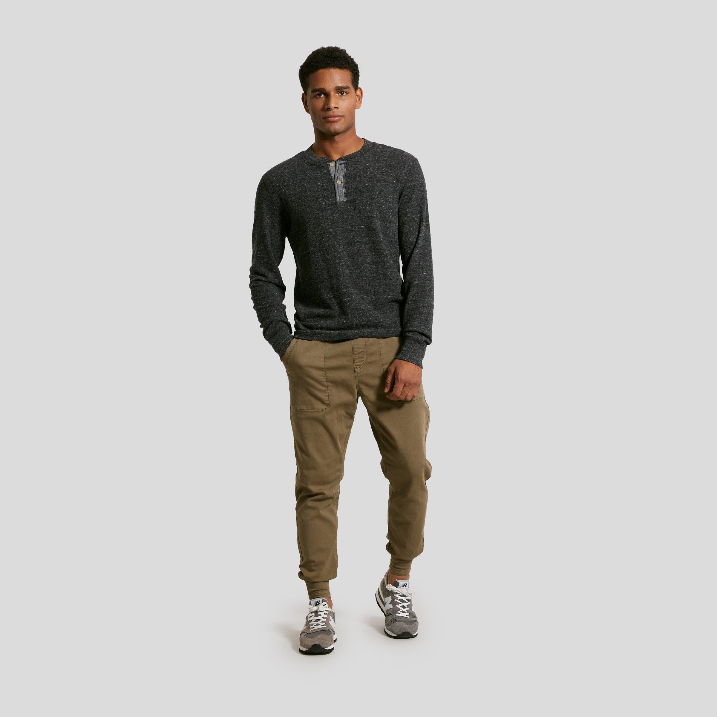 New Windsor Double Cloth Henley - Charcoal Heather Product Image