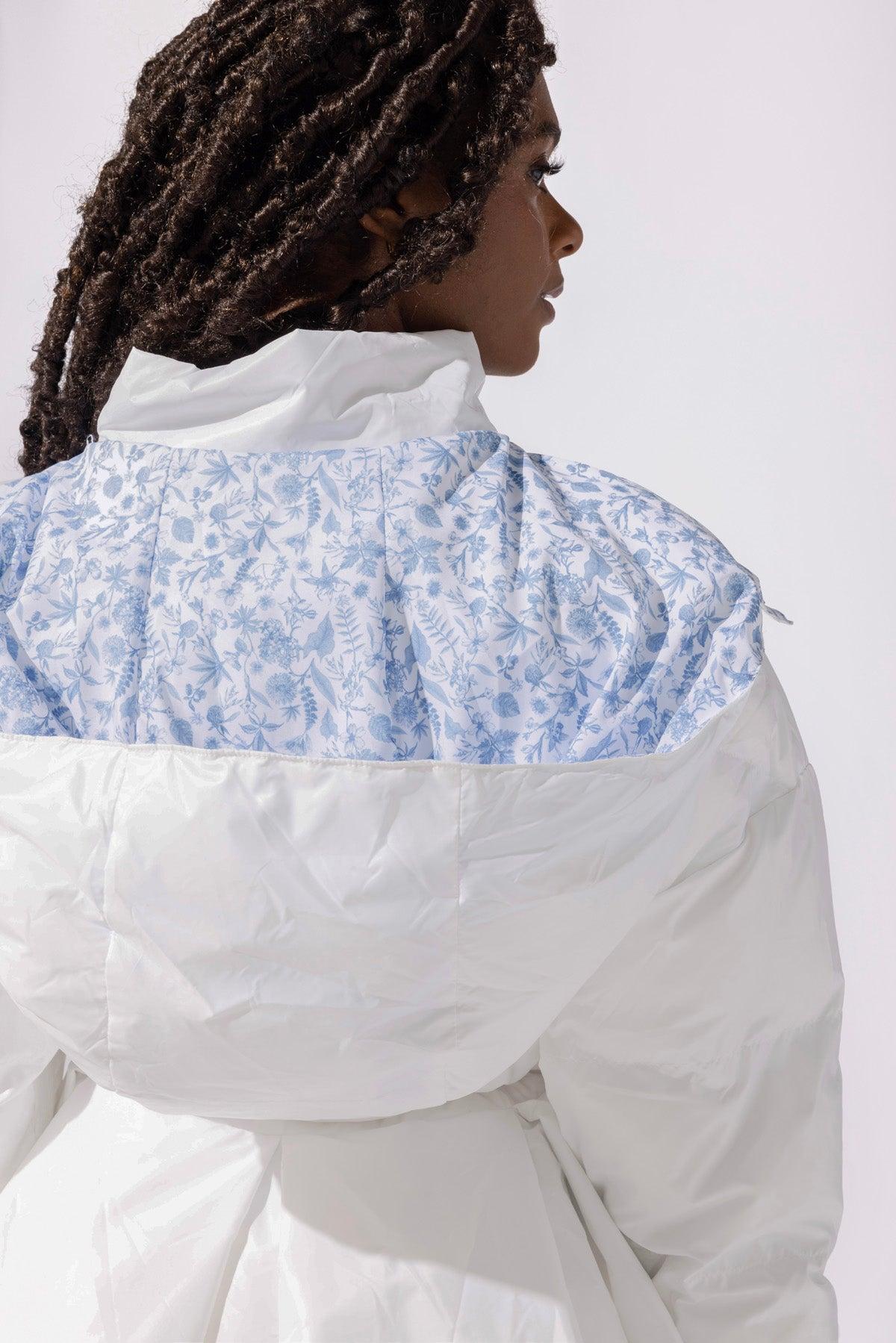 Pearl Peplum Puffer Jacket - White Product Image