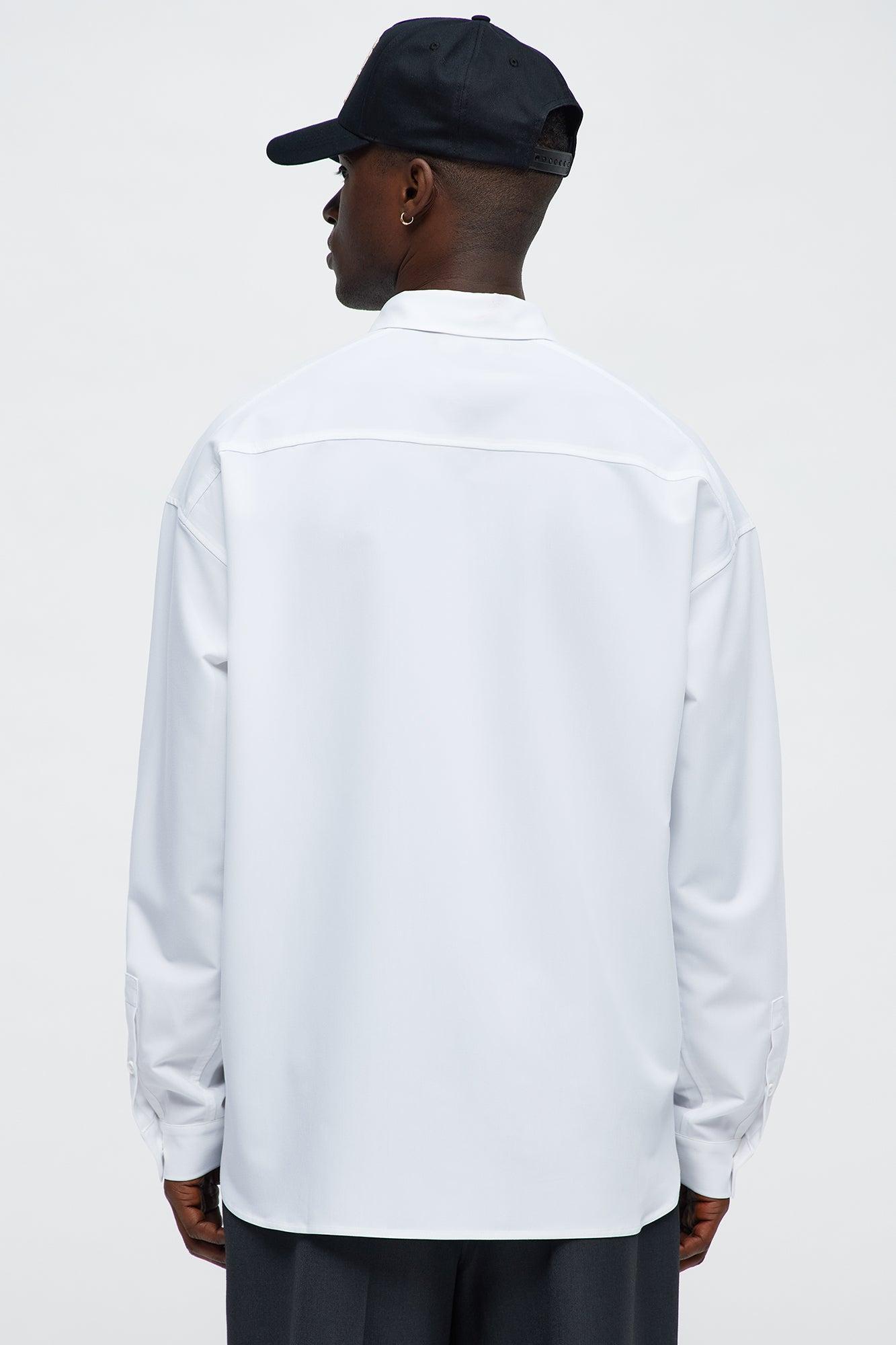 Oversized Relaxed Chateau Long Sleeve Button Up Shirt - White/combo Male Product Image