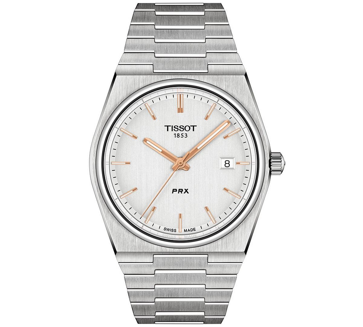 Tissot Mens Prx Automatic Stainless Steel Tonneau Bracelet Watch Product Image