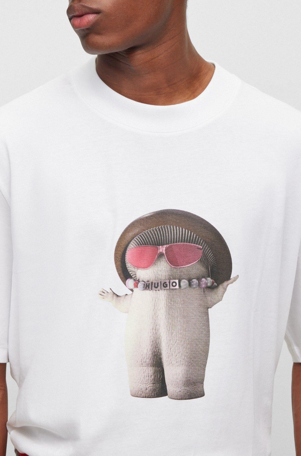 Cotton-jersey relaxed-fit T-shirt with mushroom prints Product Image