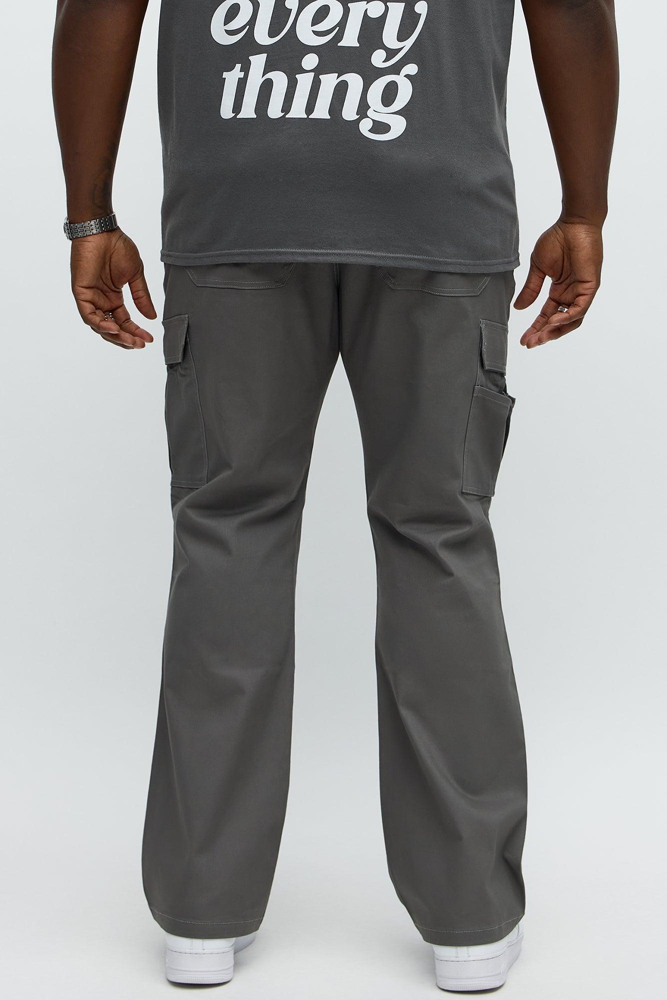 Stacked Slim Flare Kryptonite Cargo Pants - Grey Product Image