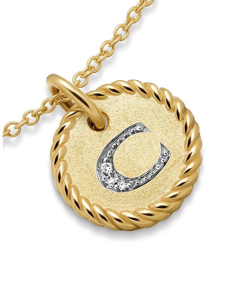 David Yurman Cable Collectibles Initial Pendant with Diamonds in Gold on Chain, 16-18 Product Image