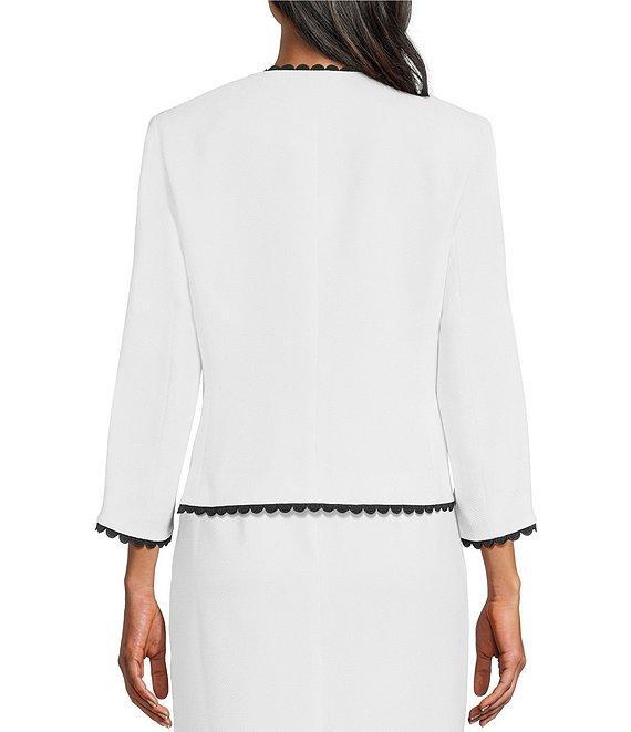 Kasper Pique Scalloped Trim Coordinating Cardigan Jacket Product Image