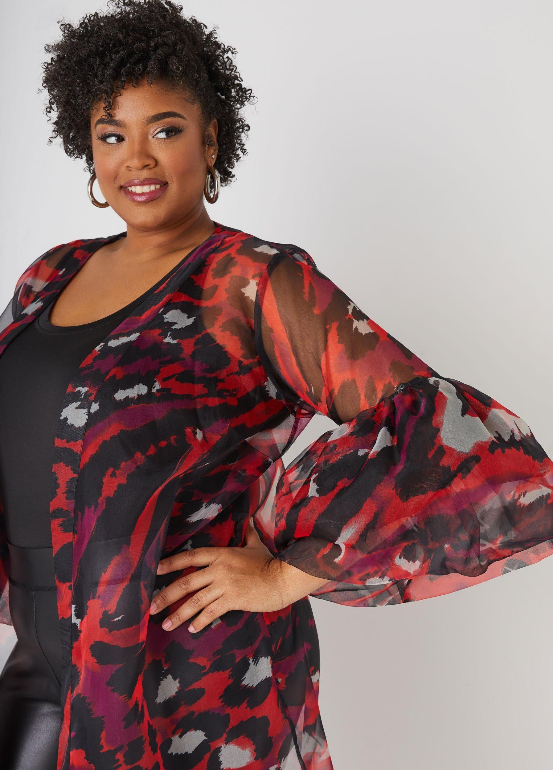 Plus Size Animal Print Organza Duster Ashley Stewart Product Image