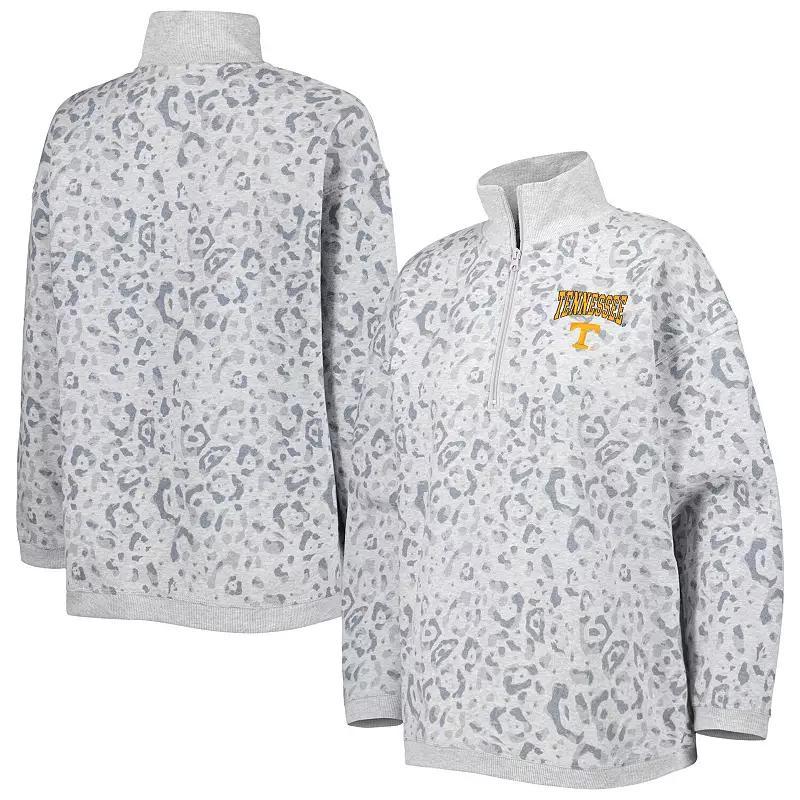Women's Gameday Couture Heather Gray Tennessee Volunteers Leopard Quarter-Zip Sweatshirt, Size: Large, Grey Product Image