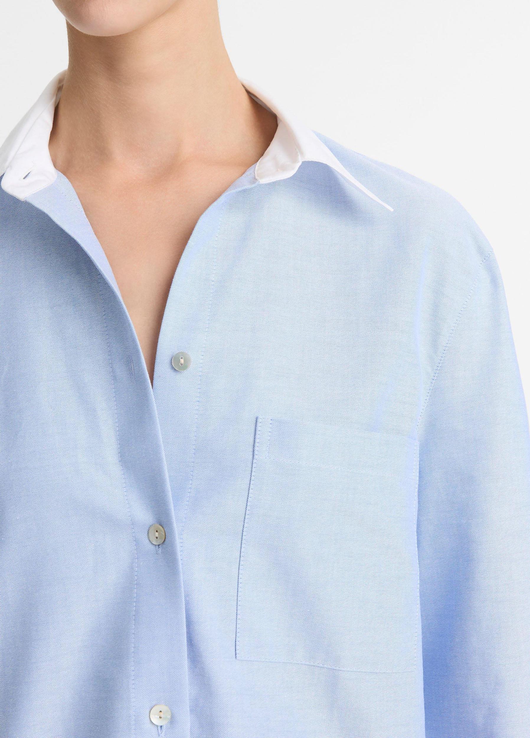 Contrast-Collar Cotton Oxford Shirt Product Image
