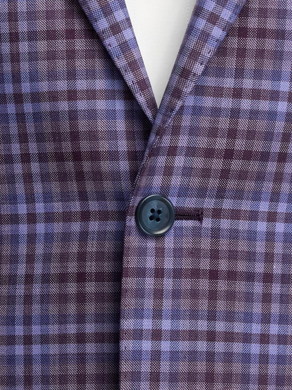 Wool Plaid Single Breasted Notch Lapel Sport Coat - Purple Product Image