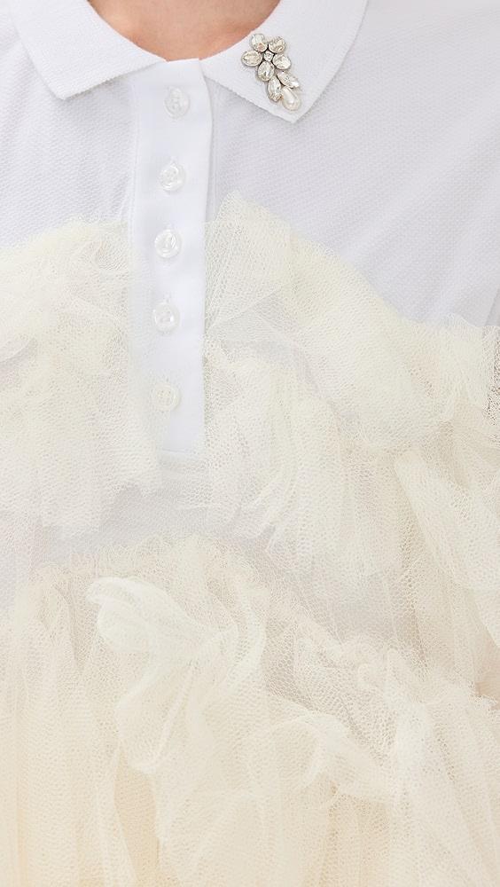 Simone Rocha Puff Sleeve Tulle Frill Polo Shirt | Shopbop Product Image