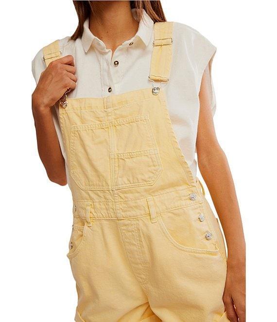 Free People Ziggy Square Neck Sleeveless Frayed Cuffed Hem Shortall Overalls Product Image