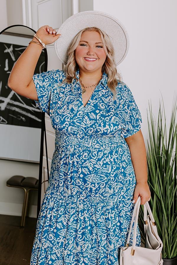 Resort Getaway Floral Midi in Ocean Blue Curves Product Image