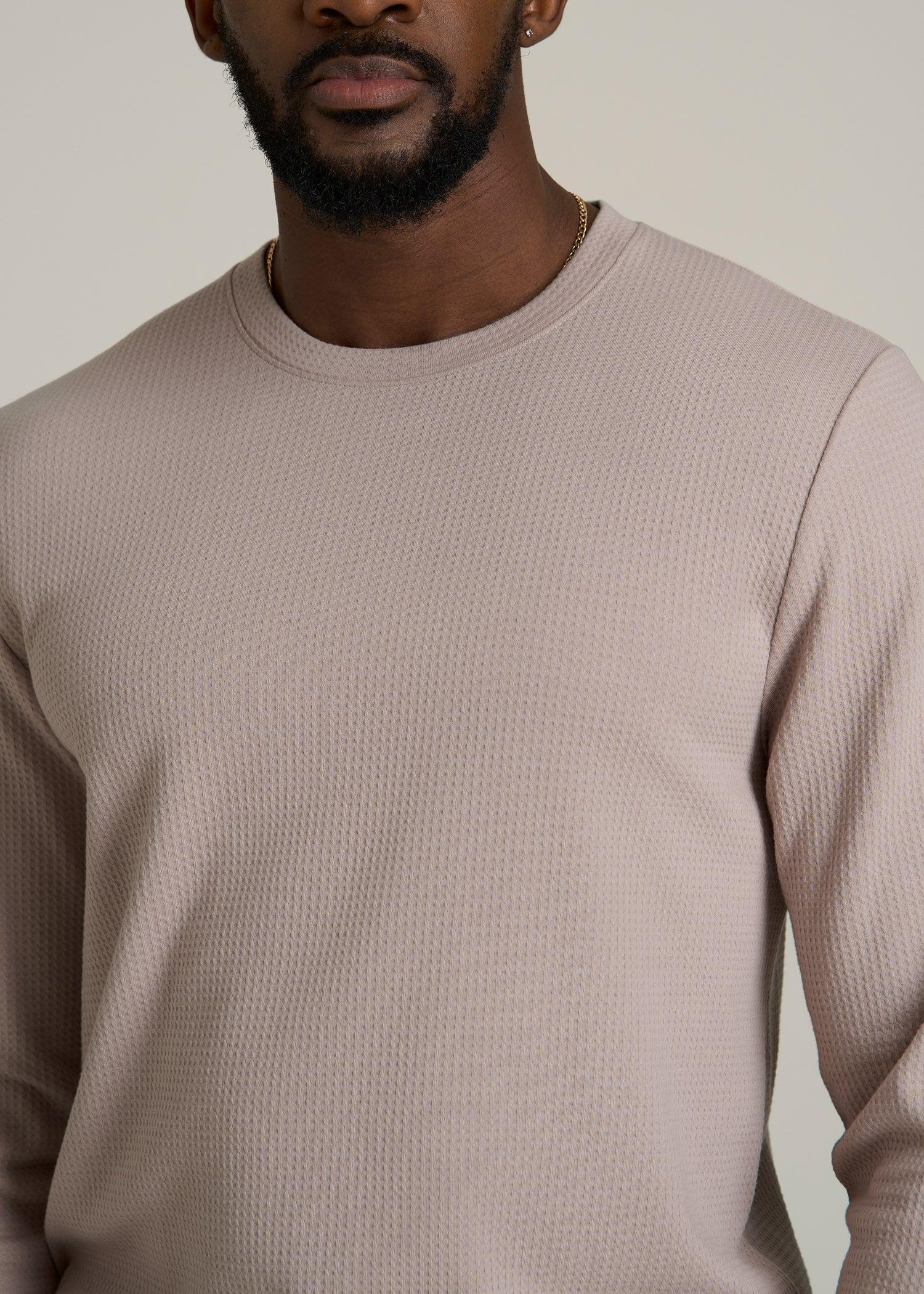 Cloud Knit Waffle Long Sleeve Tee for Tall Men in Desert Rose Male Product Image