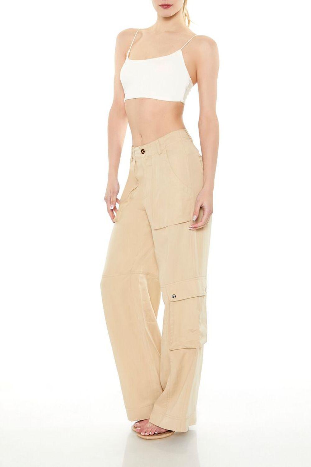 Twill Wide-Leg Cargo Pants | Forever 21 Product Image