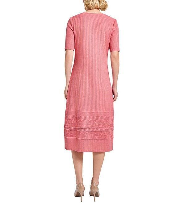 MISOOK Ribbed Soft Knit Scoop Neck Short Sleeve A-Line Midi Dress Product Image