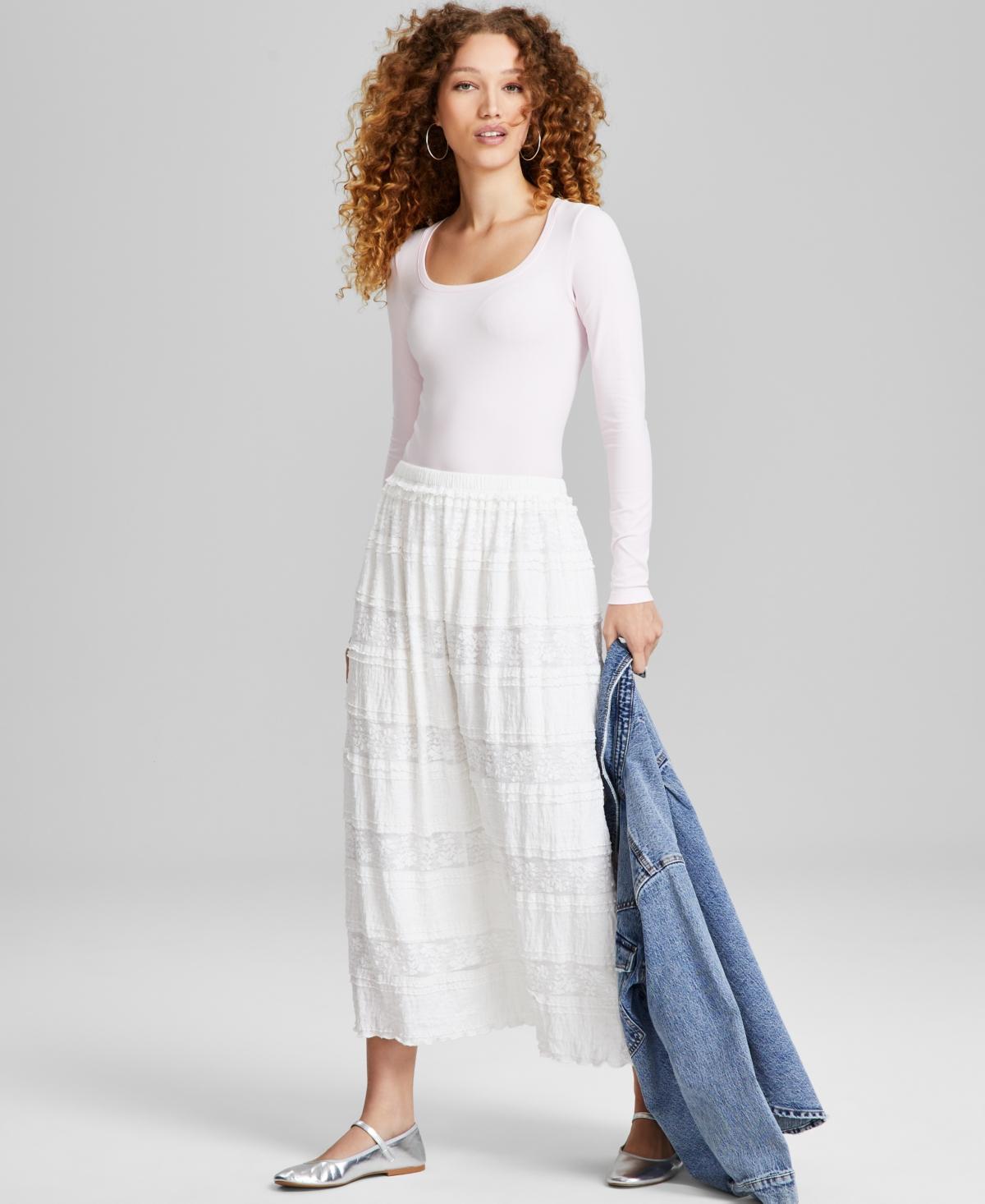 And Now This Womens Tiered Lace-Trim Maxi Skirt, Created for Macys Product Image